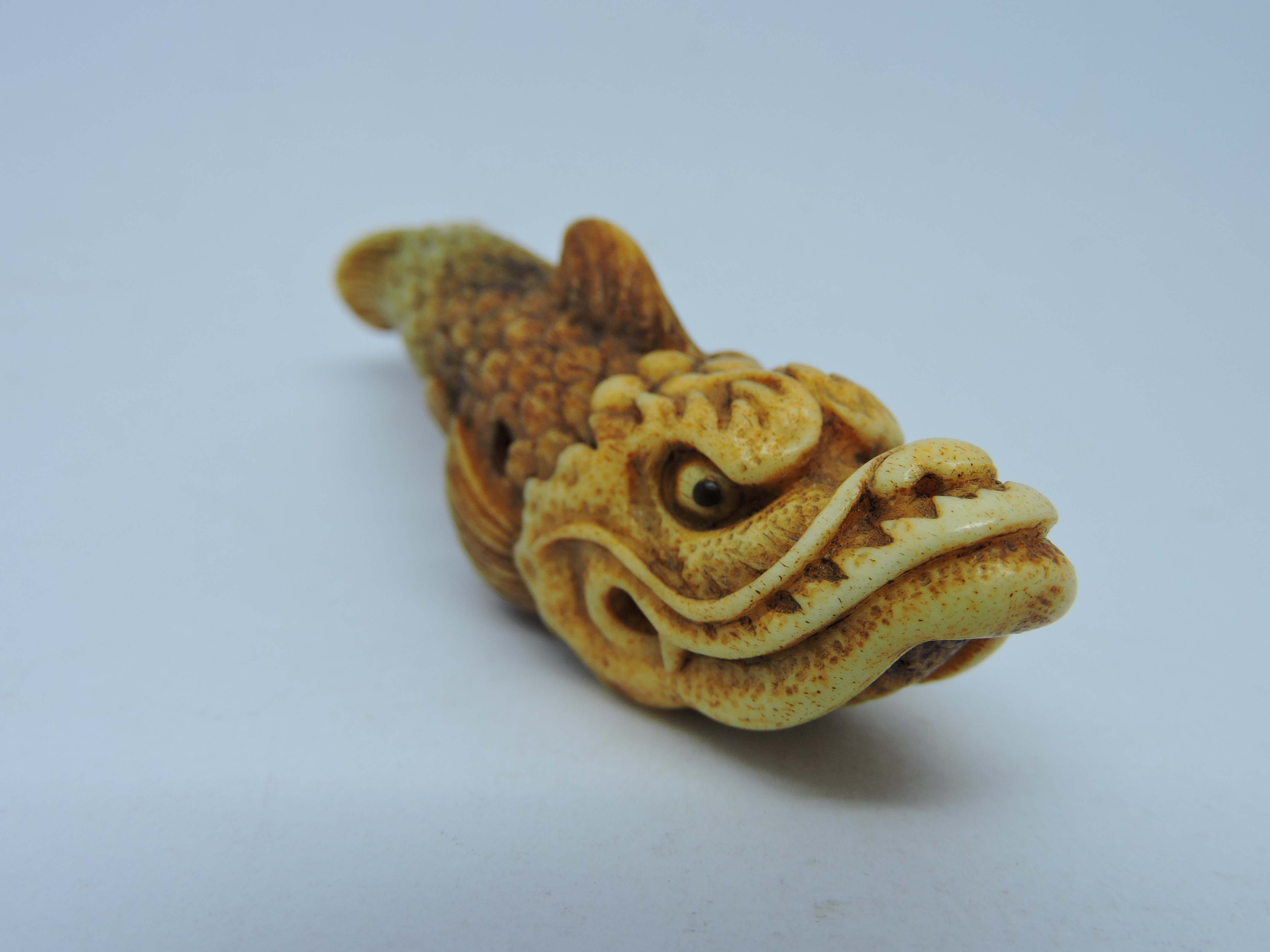 Contemporary netsuke, fish, miniature sculpture